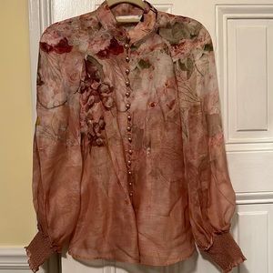 Dancer floral ballon sleeve Zimmerman blouse with pearl buttons